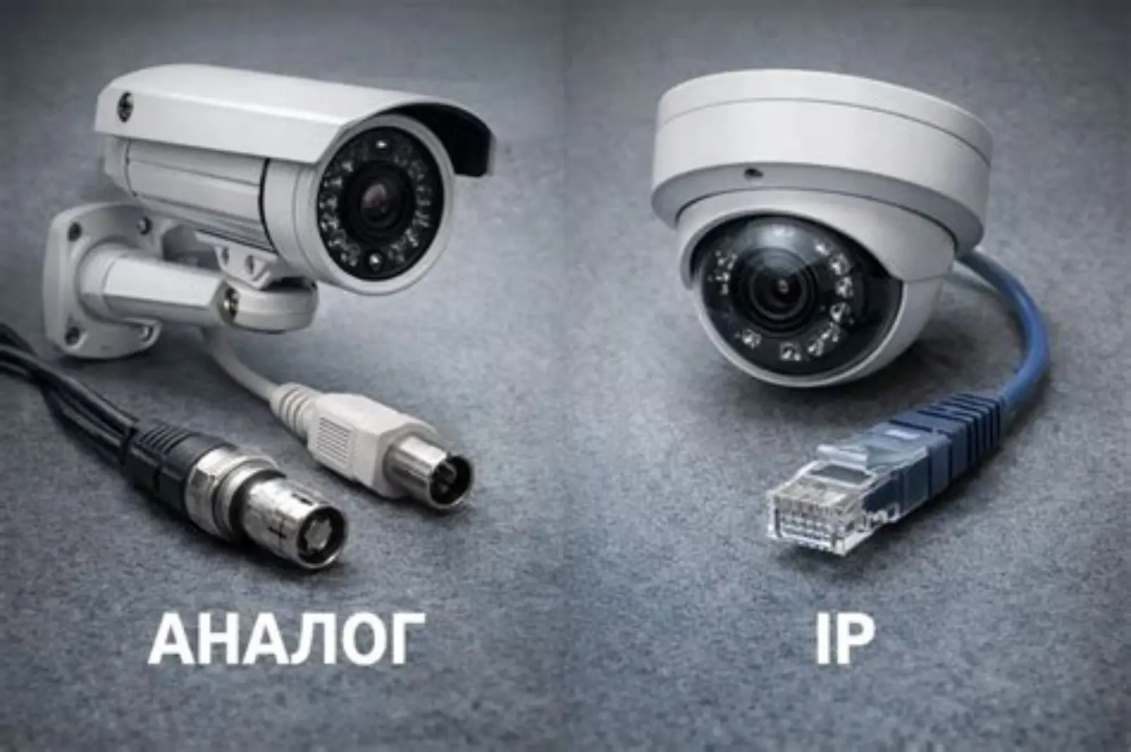 Сравнение аналоговой камеры с разъёмом BNC и IP-камеры с RJ-45